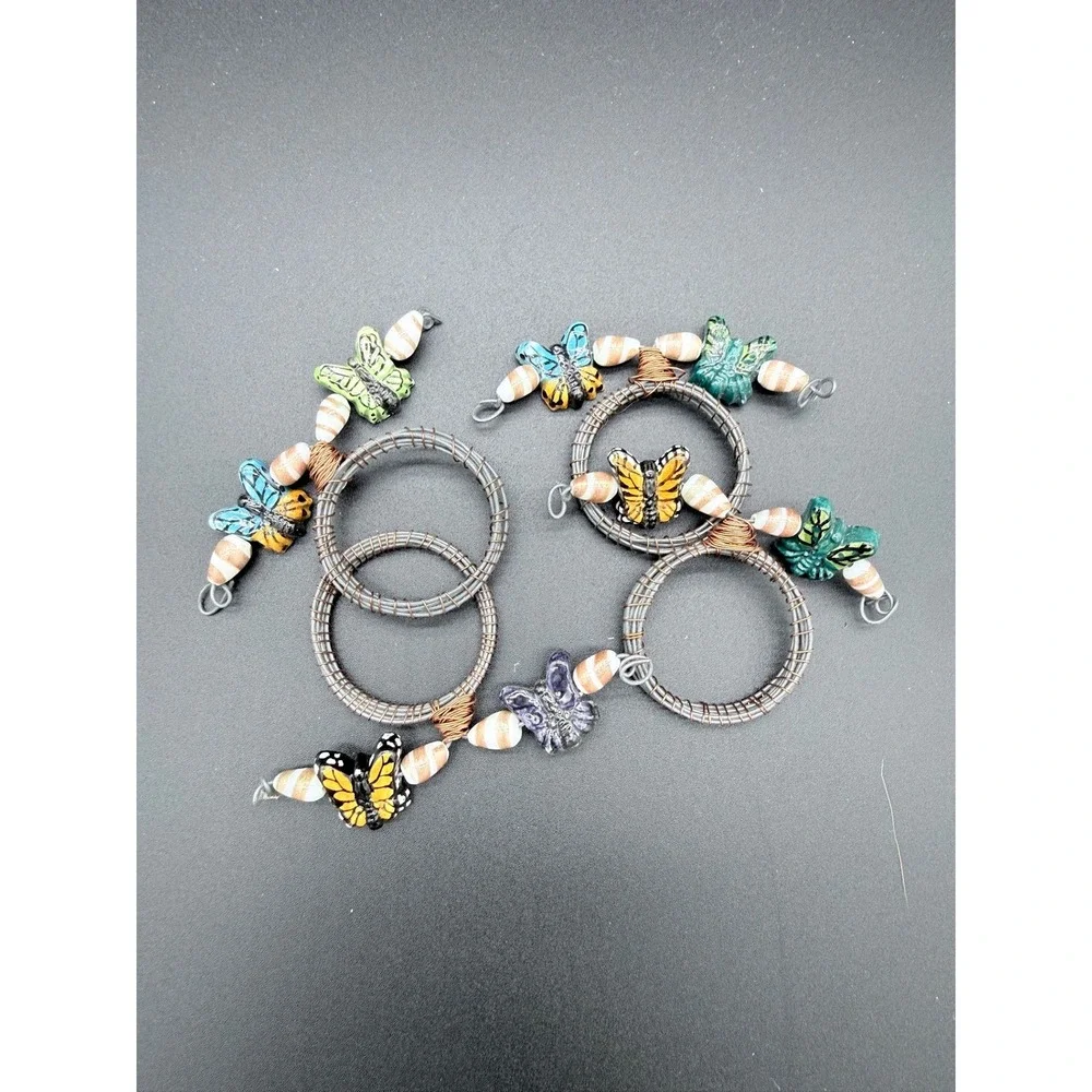 Set of 4 Handcrafted Butterfly Wire Wrapped Napkin Rings Garden Party Decor